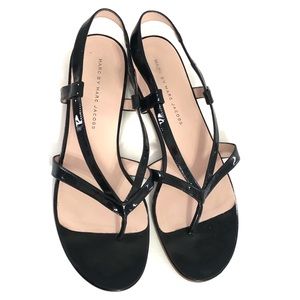 Marc By Marc Jacobs Black Patent Thong Sandals